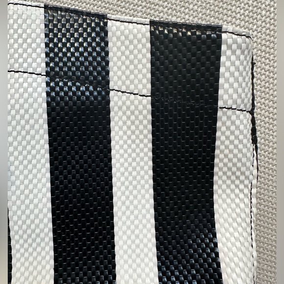 ZARA black & white striped woven tote bag NWT - Picture 2 of 10
